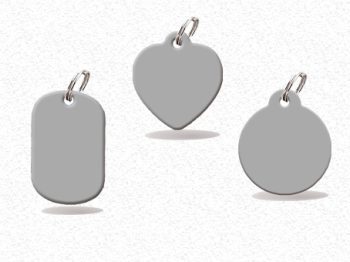 PLACA IDENTIFICACIÓN VARIAS FORMAS COLOR PLATA