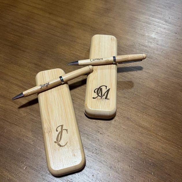 SET BOLIGRAFO BAMBU PERSONALIZADO