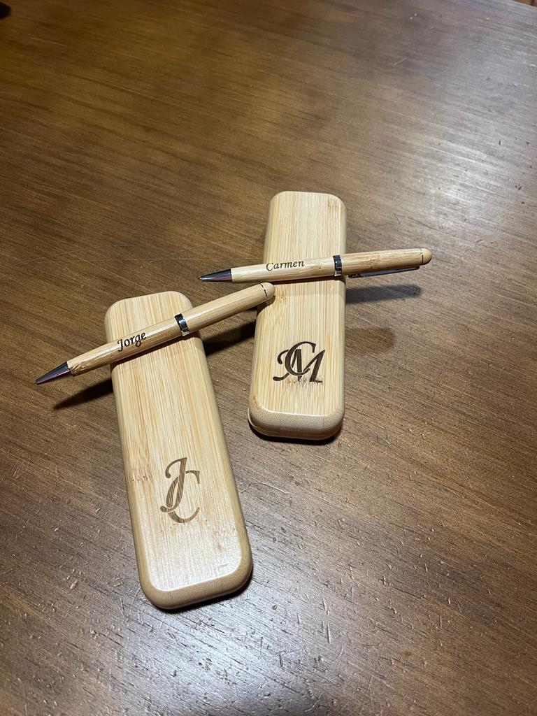 SET BOLIGRAFO BAMBU PERSONALIZADO